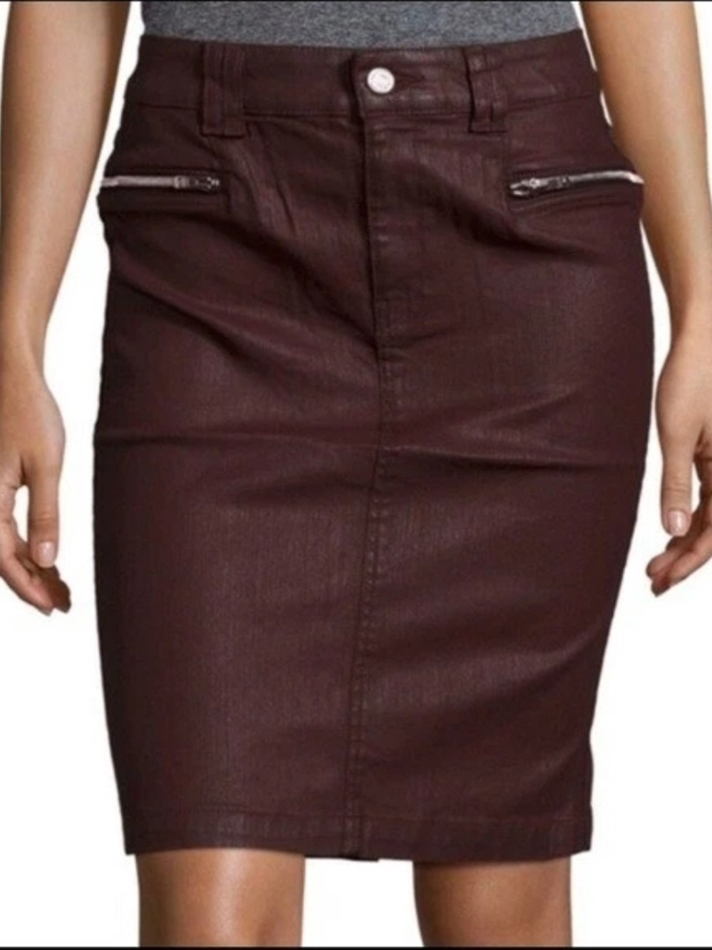 7 For All Mankind Coated Denim Pencil Skirt
